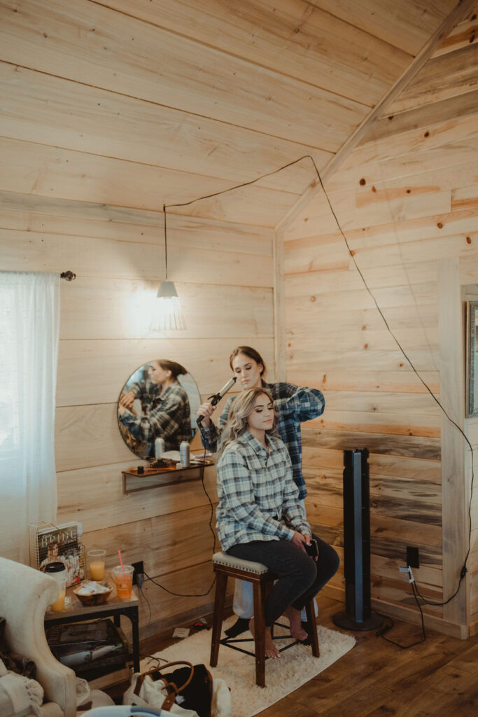 bride getting her makeup done