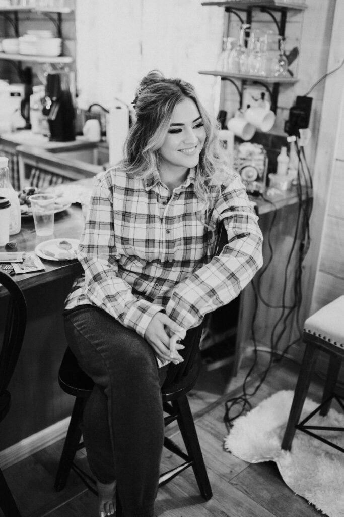 bride getting her hair done