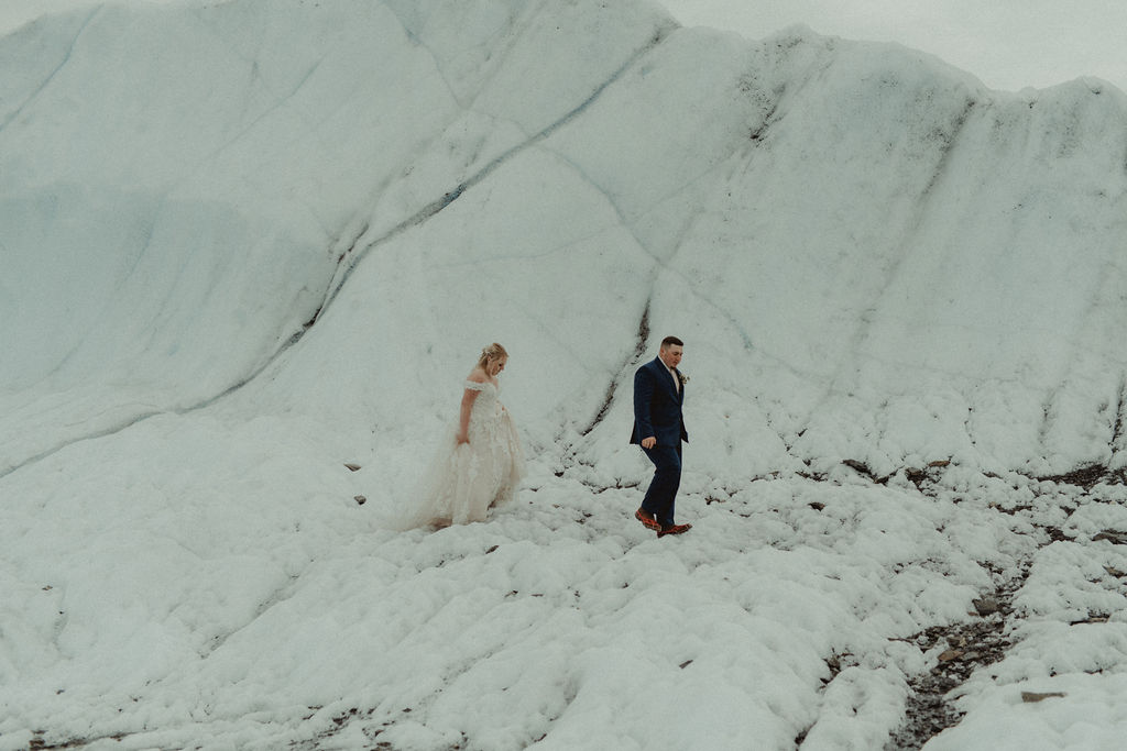 couple at their epic alaskan elopement 