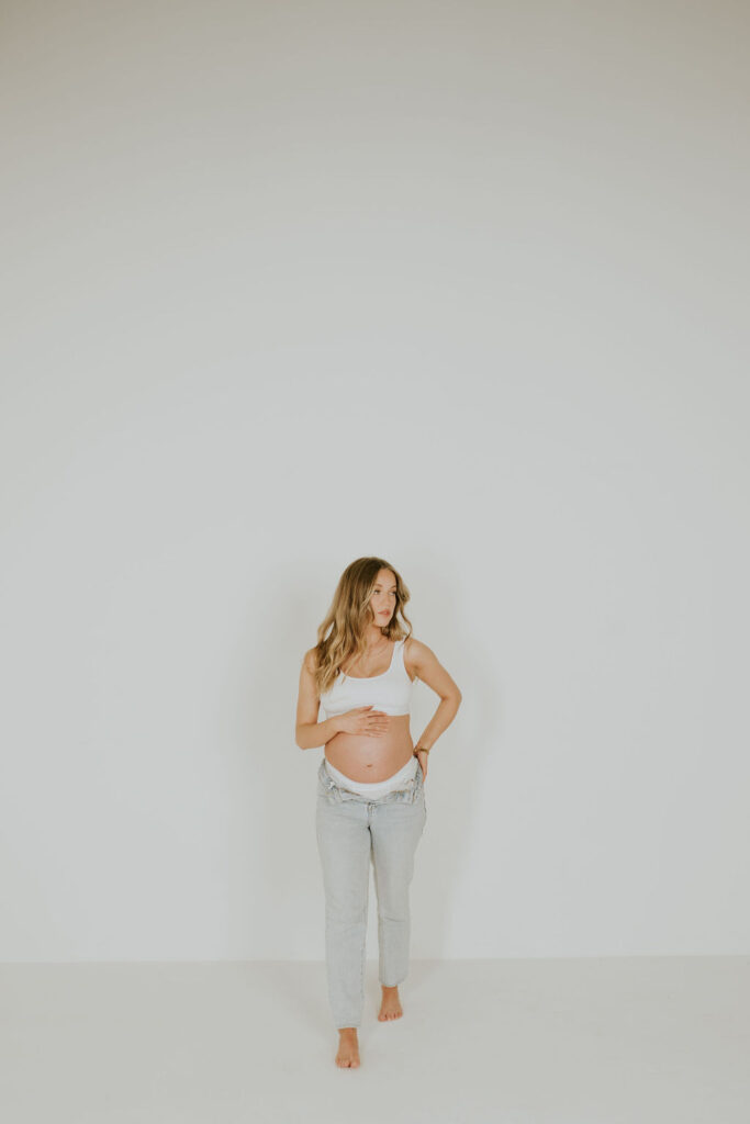 modern studio maternity session