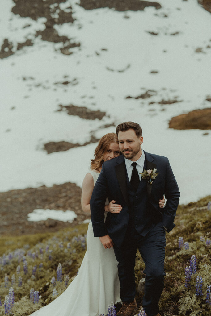 bride hugging the groom