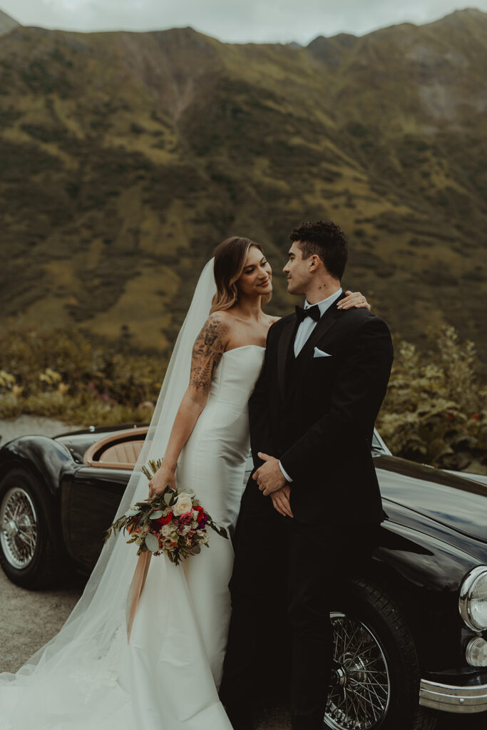 cute picture of the newlyweds looking at each other