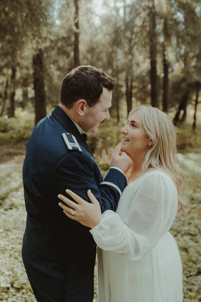 cute picture of the bride and groom looking at each other