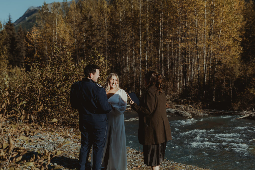 bride and groom at their romantic elopement ceremony
