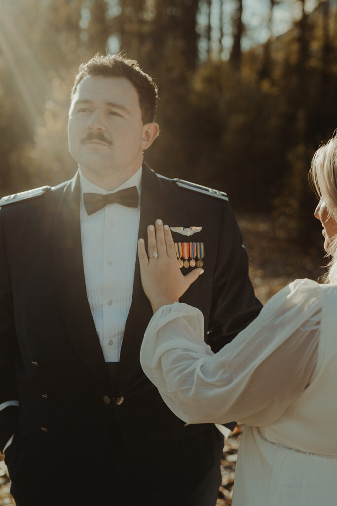 bride and groom at their alaskan elopement
