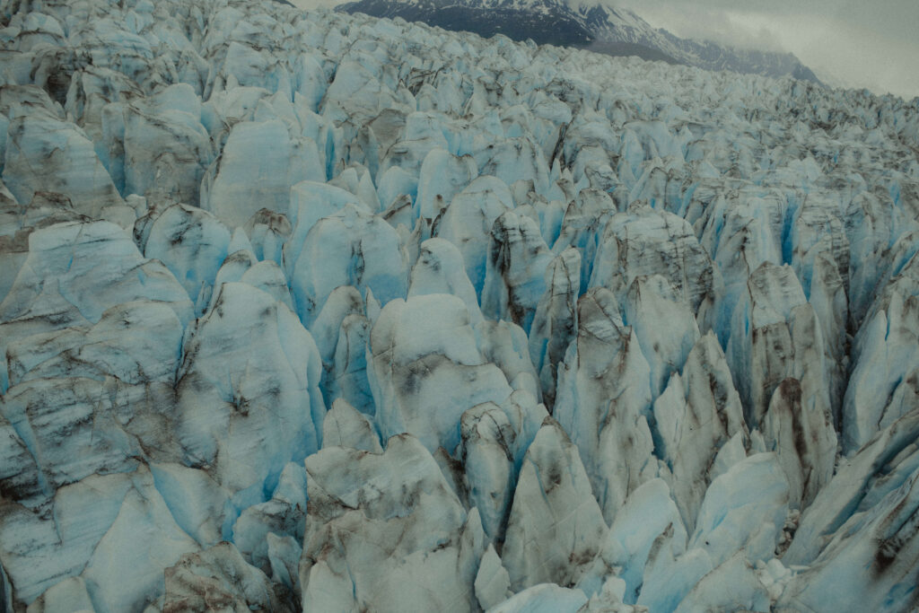 Image of a blue glacier taken from above