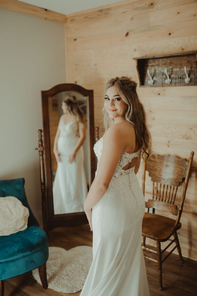 stunning bride with her wedding dress 