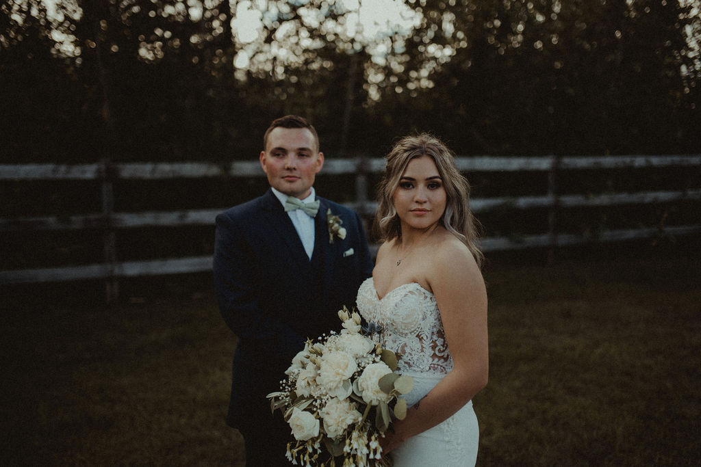 couple at their rustic modern wedding