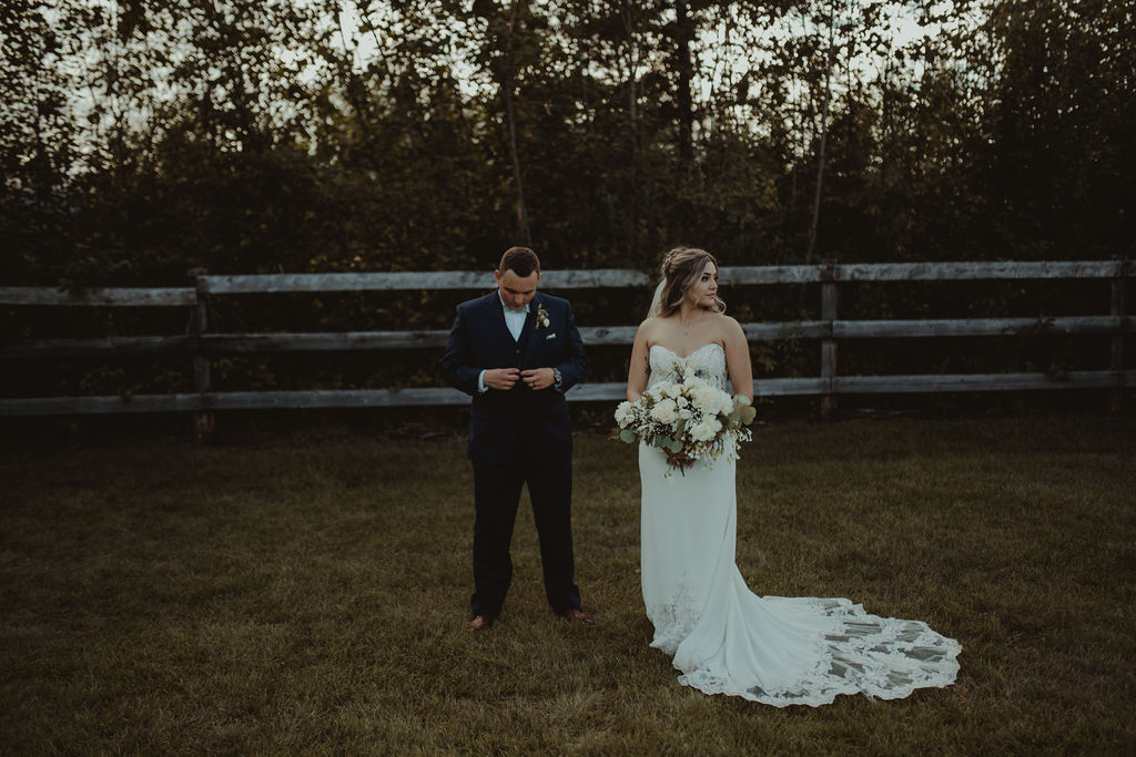 couple at their rustic modern wedding