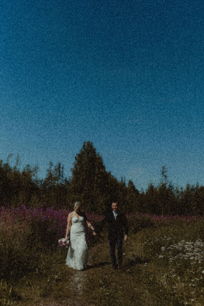 Night elopement photos in Alaska