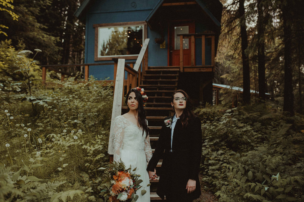 bohemian themed wedding day in the mountains