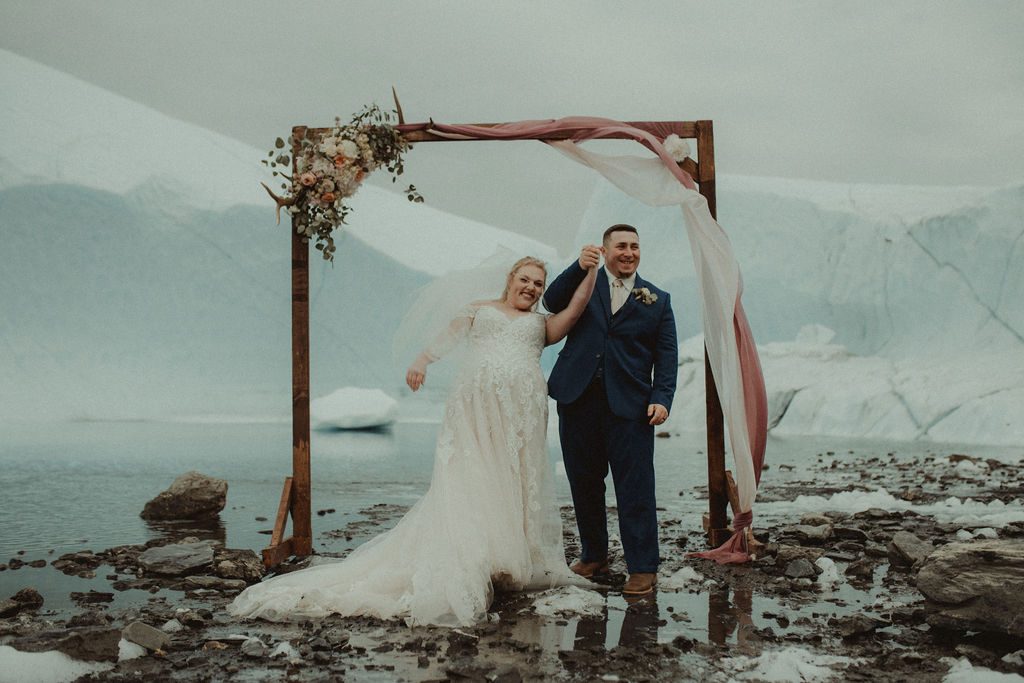 couple after their epic alaskan elopement
