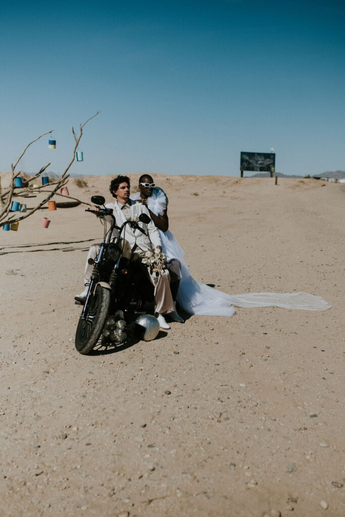 couple sitting in a motorcycle