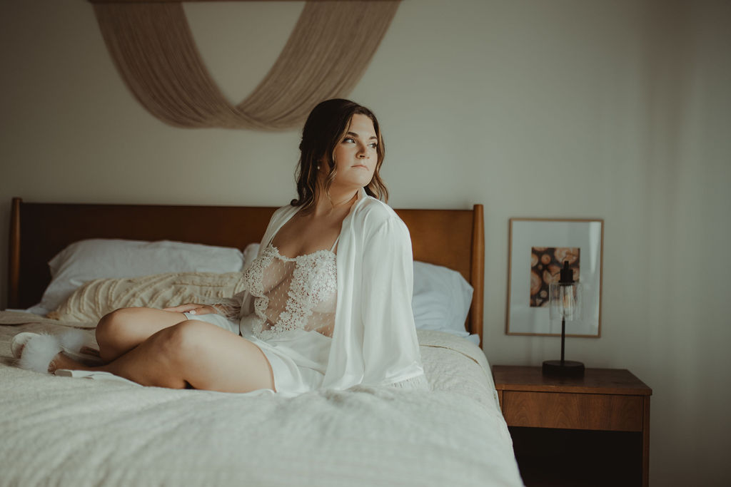 stunning bride before getting ready for her wedding ceremony