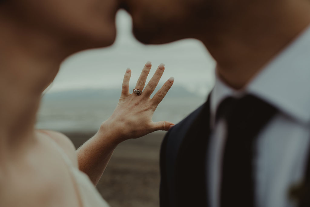 bride showing her wedding ring 