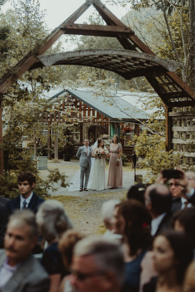 gorgeous bride walking down the aisle 