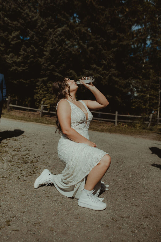 bride at her wedding reception