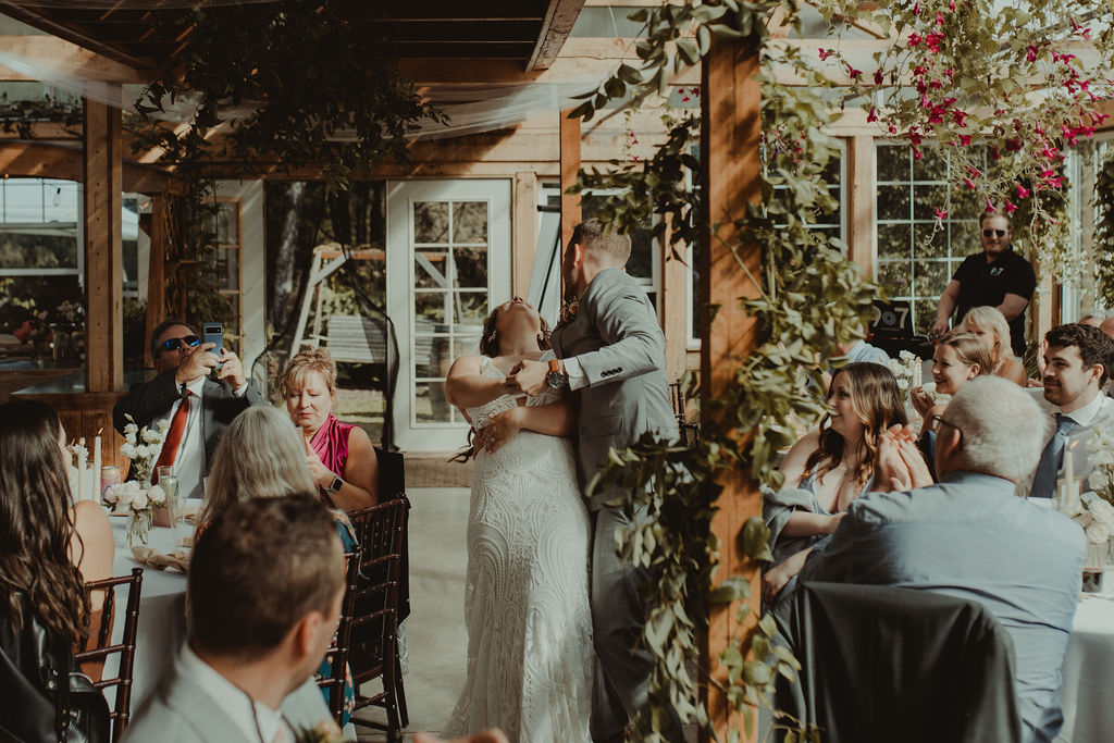 bride and groom at their wedding reception