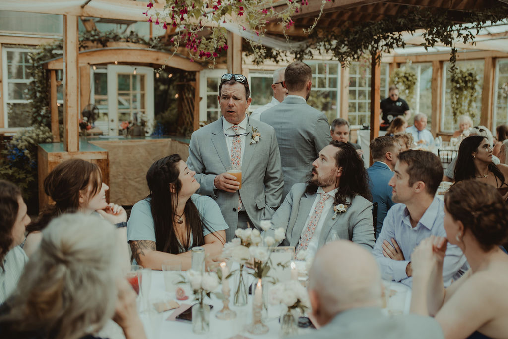 guests at the fun summer wedding reception