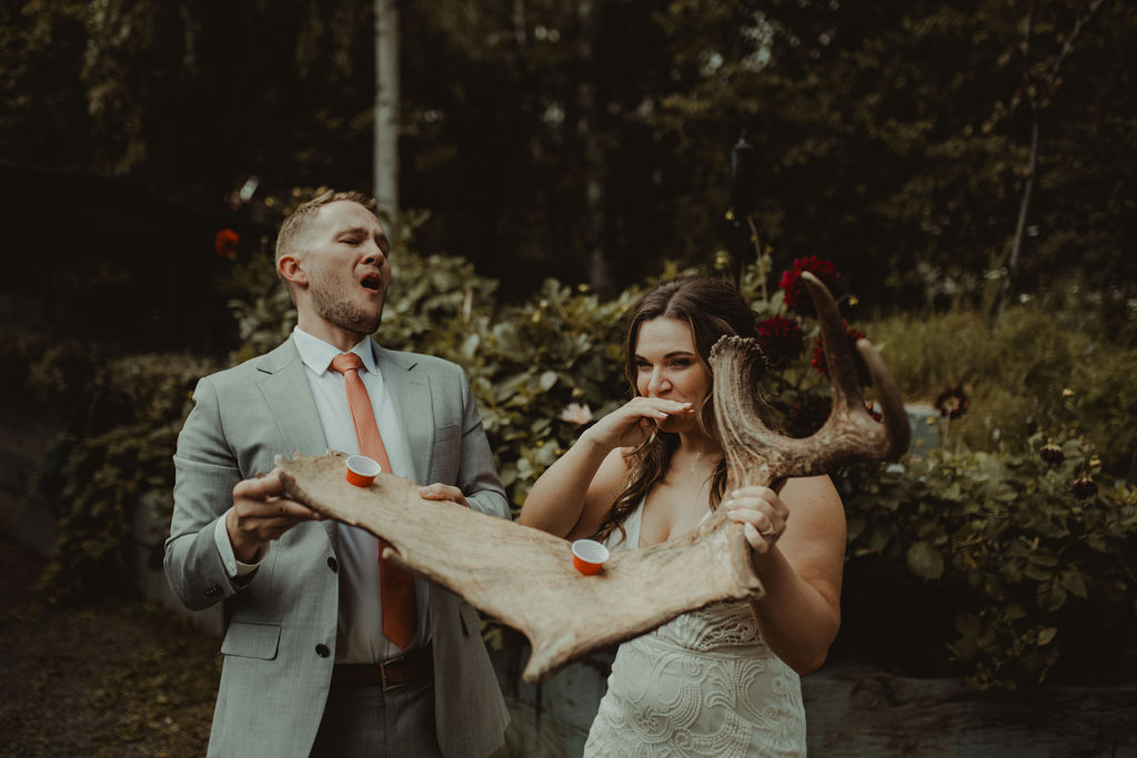 bride and groom at their wedding reception