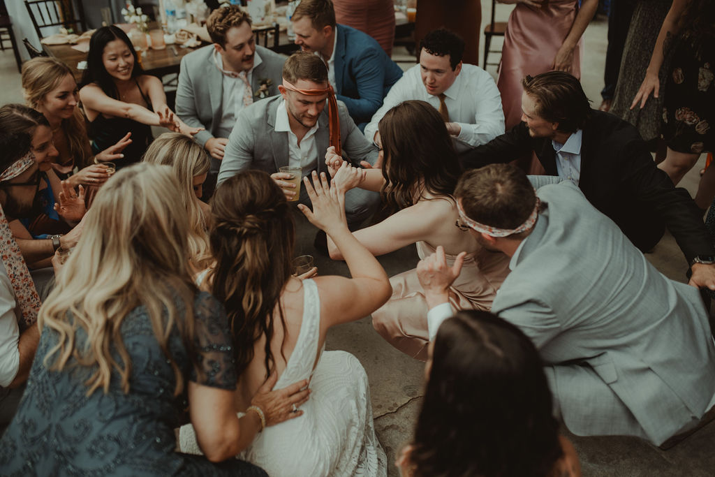 bride and groom dancing at their wedding reception