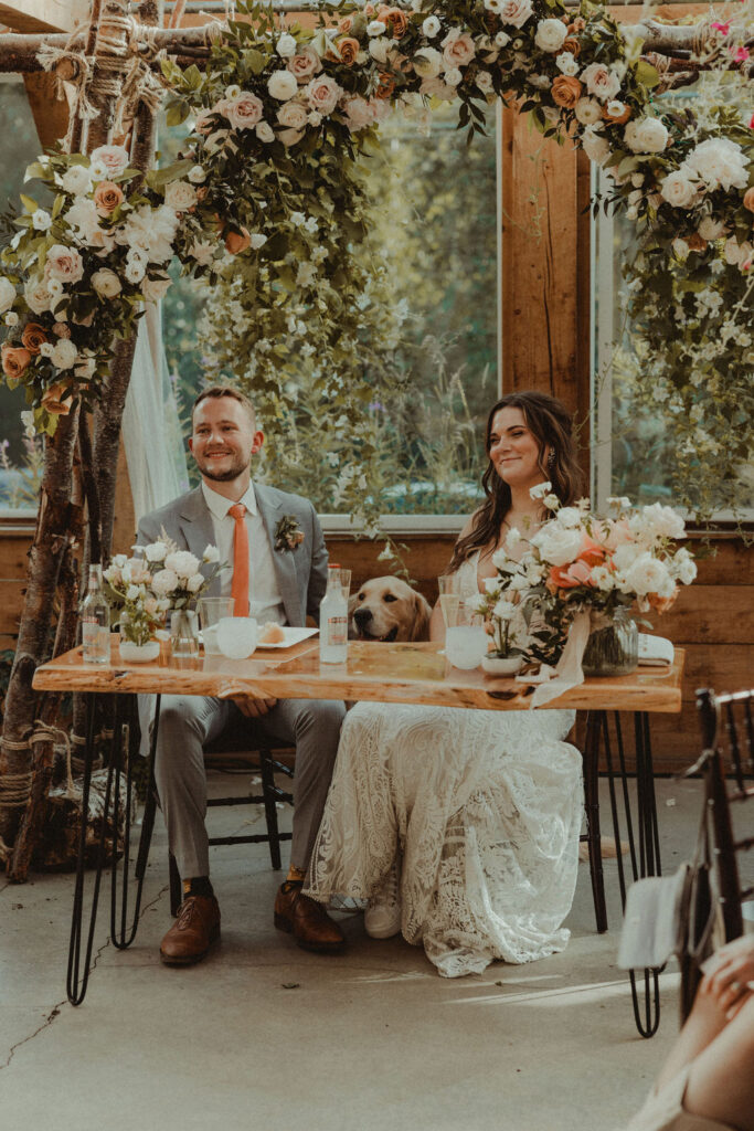 bride and groom at their wedding reception