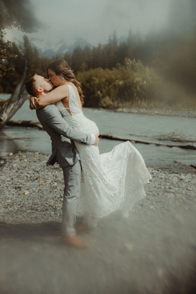 bride and groom at their fun wedding