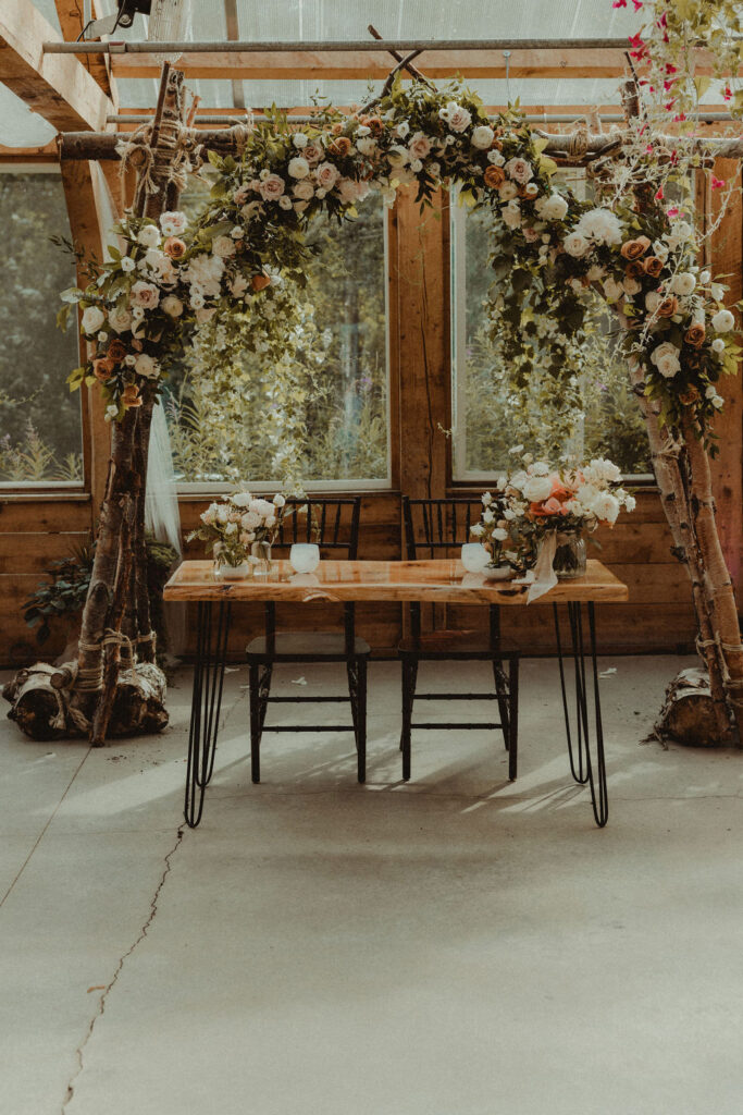 bride and groom table at the reception