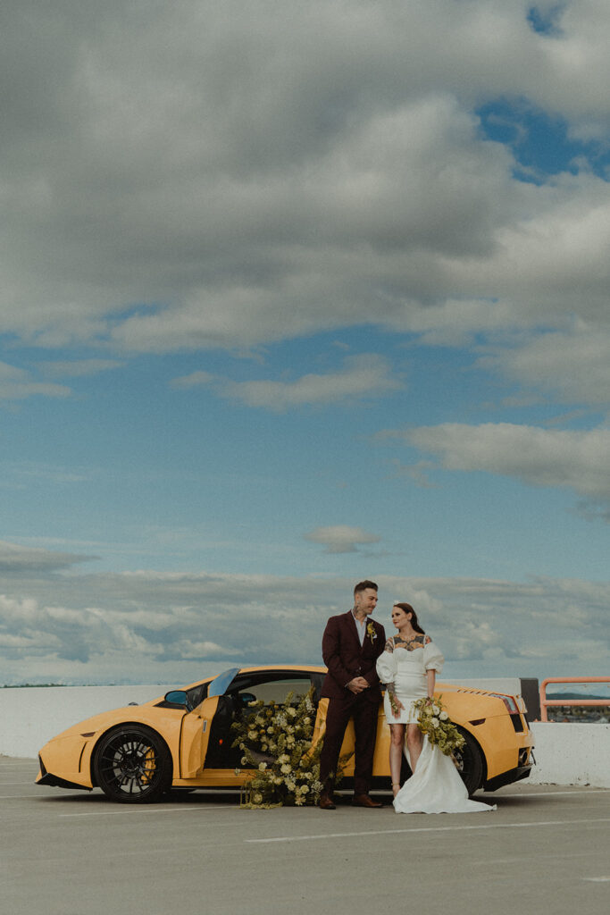 couple at their Edgy and Modern City Elopement 