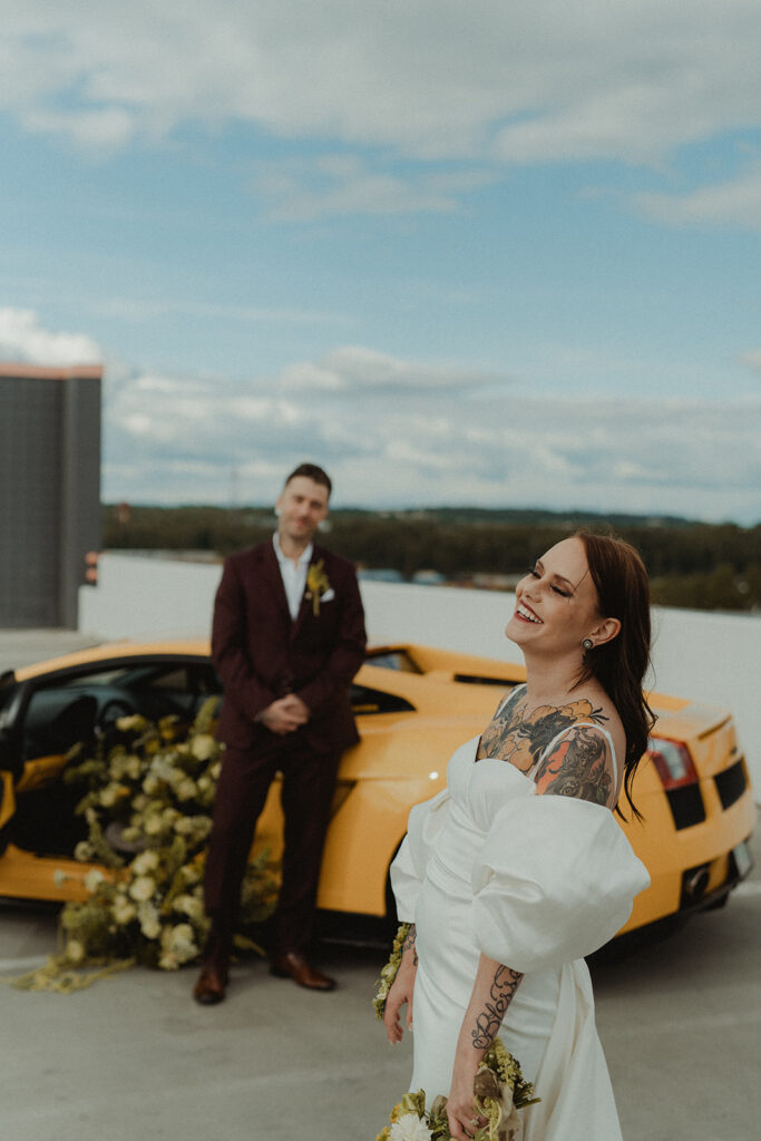 couple posing for the camera during their photoshoot 