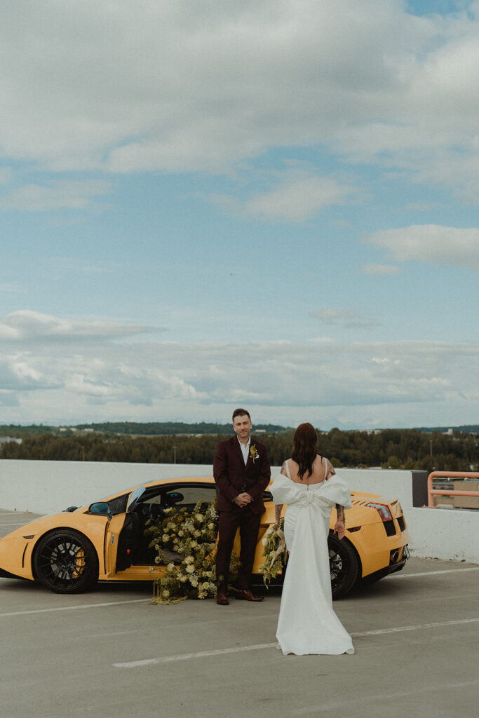 couple looking at each other during their elopement