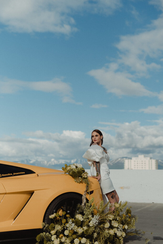 stunning bride at her Edgy and Modern City Elopement 