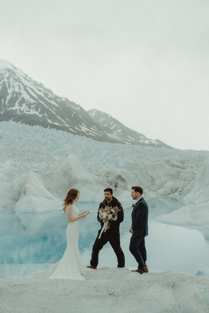 bride and groom exchanging their wedding vows 