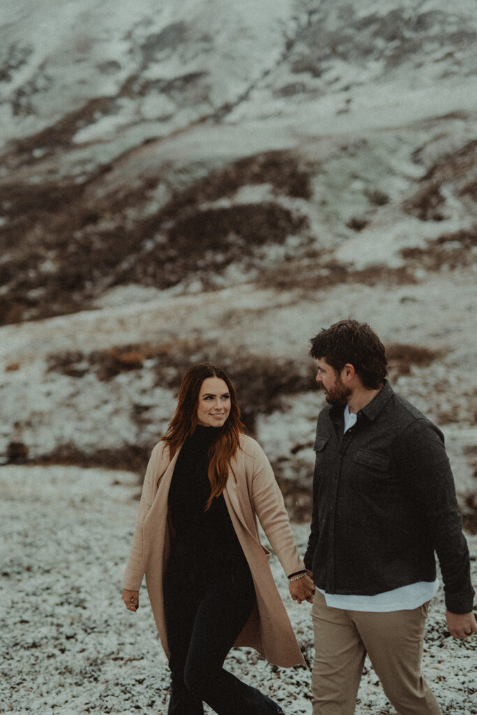 couple walking around holding hands