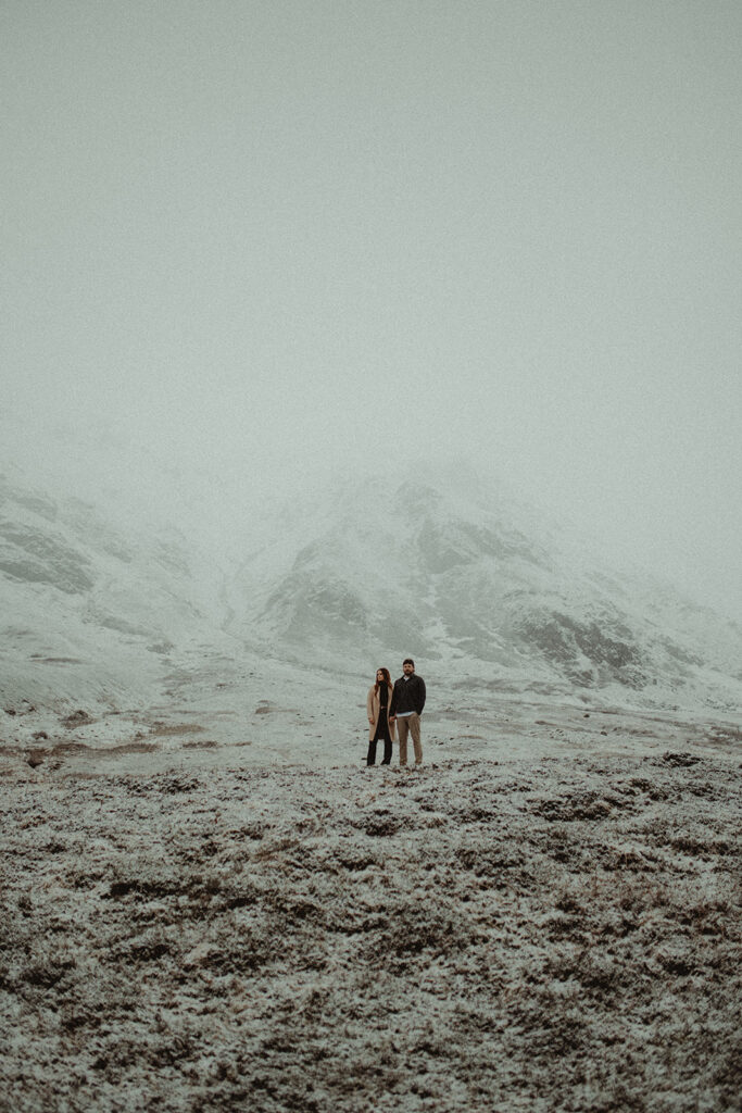 couple walking around hatcher pass