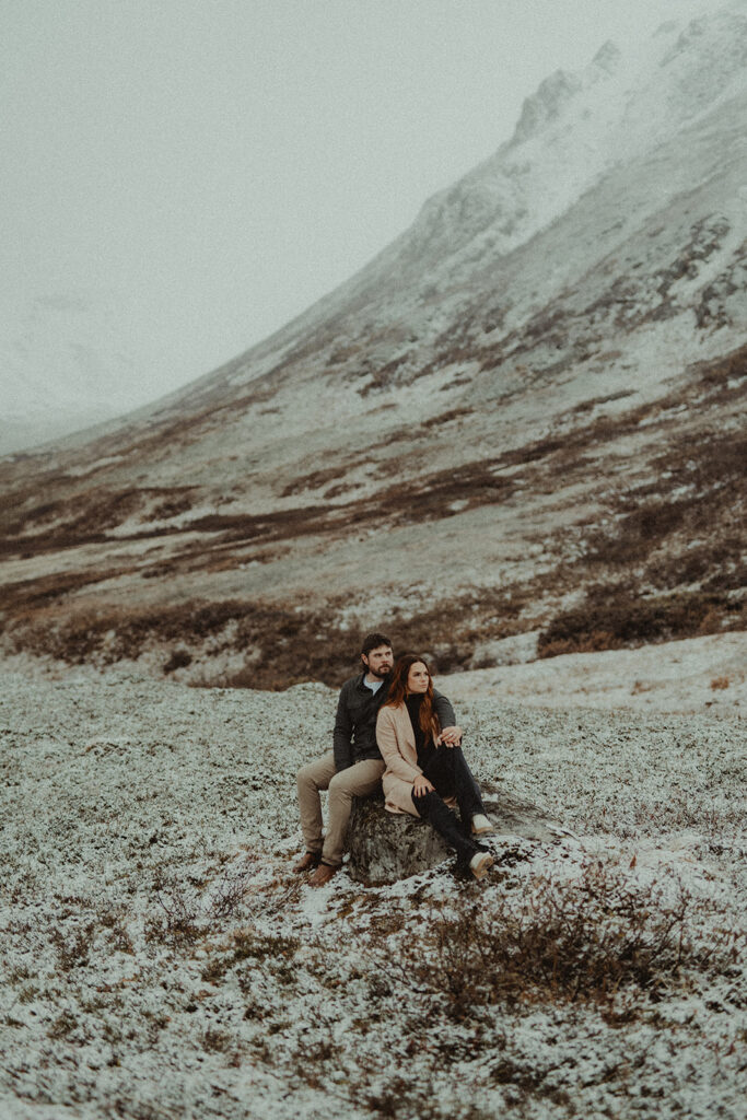 Winter Couples Shoot in Hatcher Pass, AK