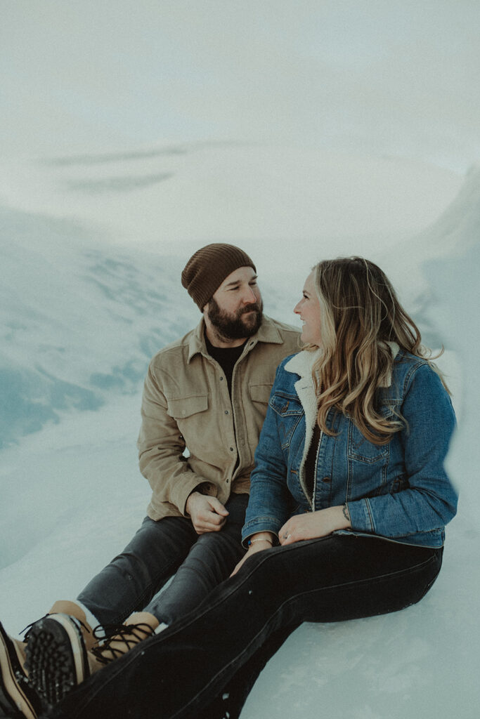 Magical Winter Engagement Session at Knik Glacier