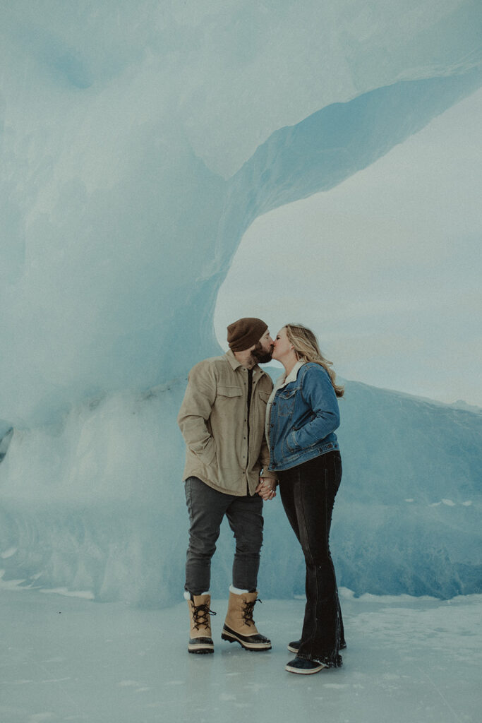 happy couple at their adventurous engagement session