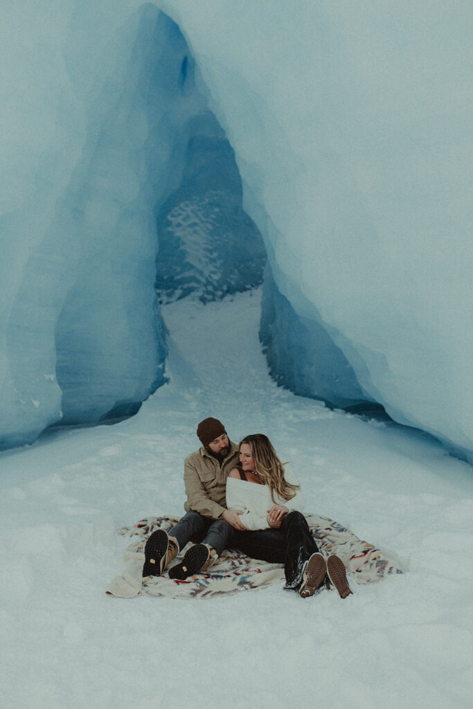 couple sitting during their engagement session