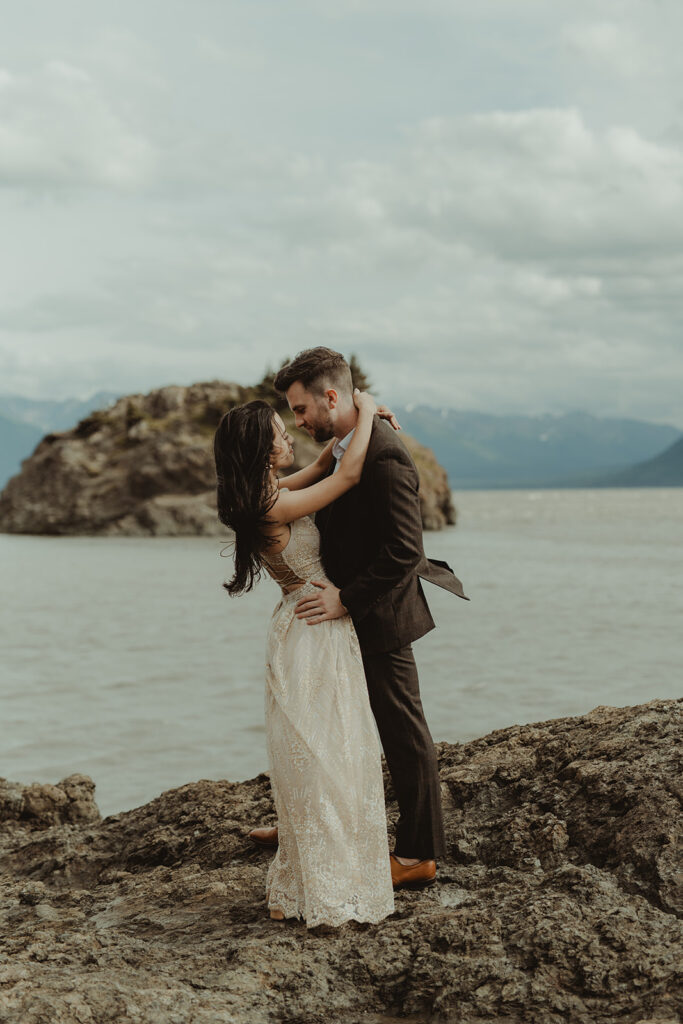 picture of the couple looking at each other