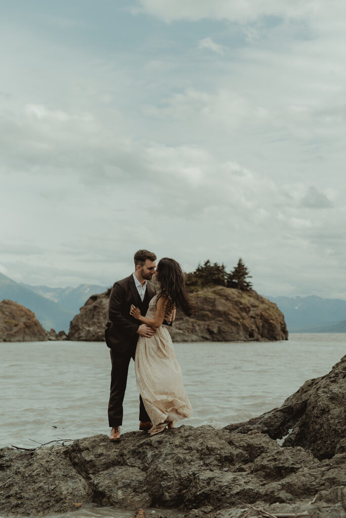 couple at their fun engagement session