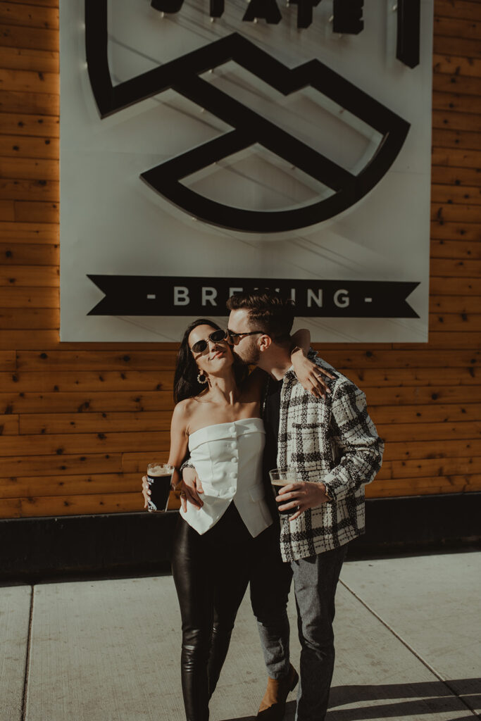 happy couple at their photoshoot in anchorage