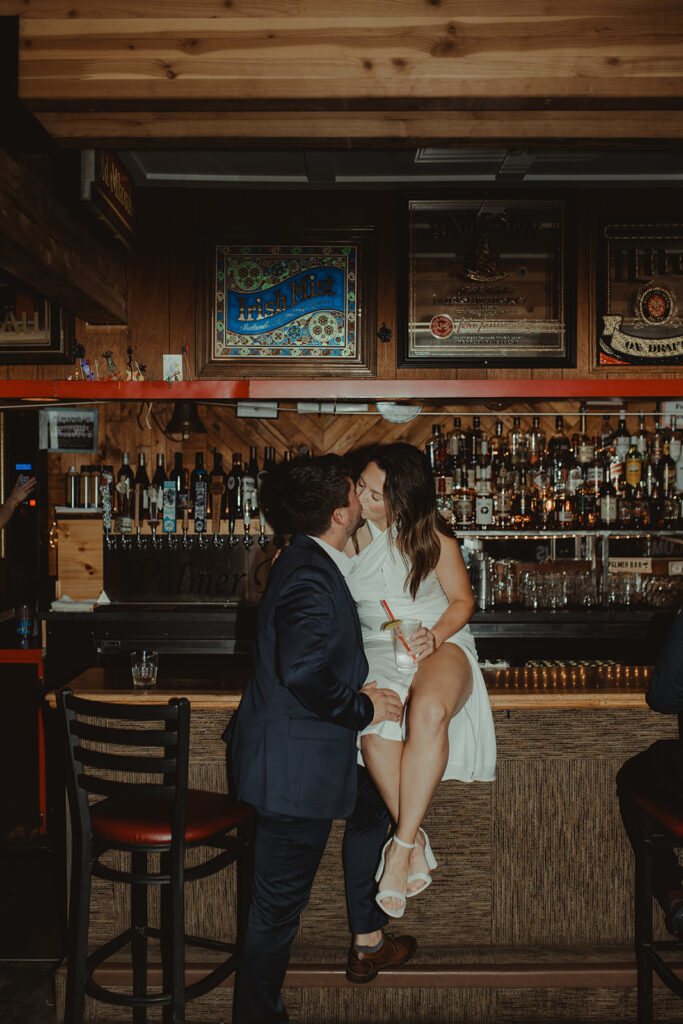 cute couple kissing during their photoshoot