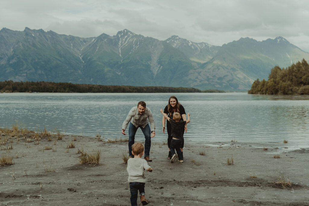 fun family session in alaska 