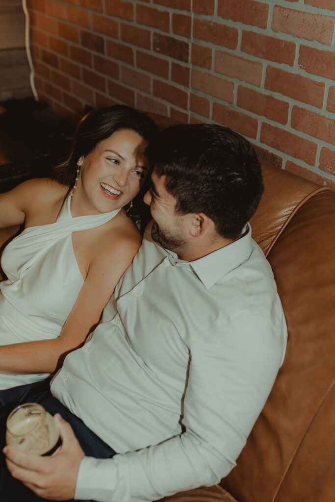 cute couple looking and smiling at each other