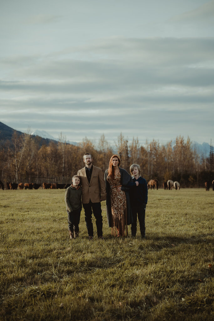 family looking at the camera during their photoshoot