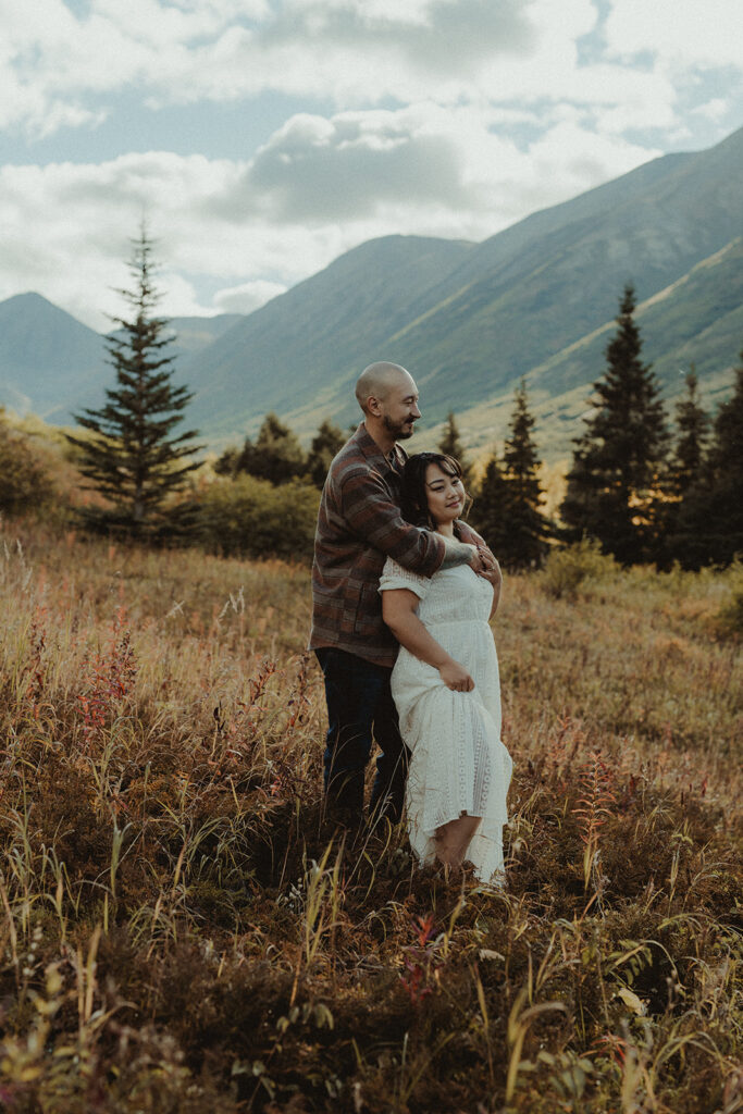 cute couple hugging during their engagement session