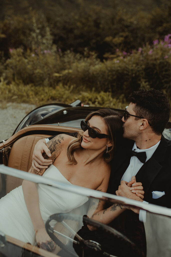 cute couple at their dream elopement in alaska