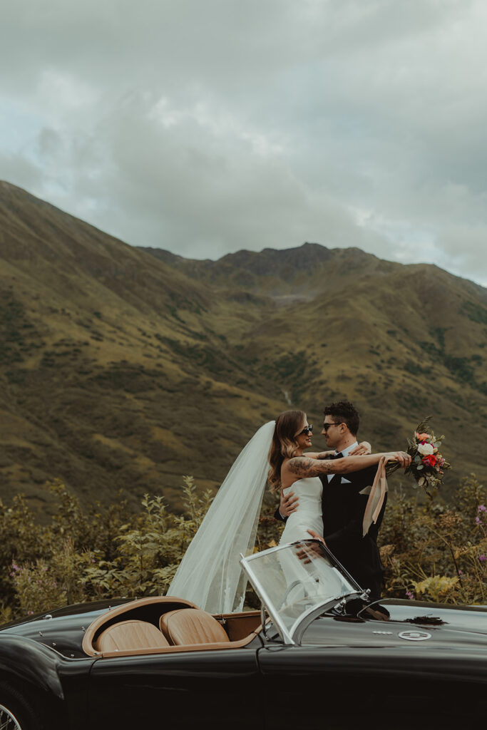 cute picture of the bride and groom looking at each other 